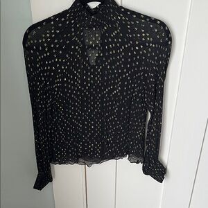 Lush Black and Gold Patterned Blouse